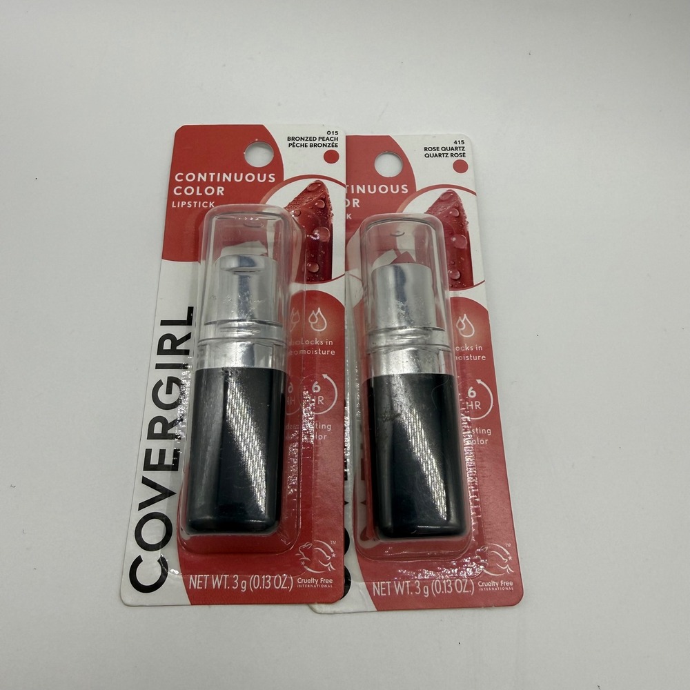 Covergirl Continuous Color Lipstick Lot Bronzed Peach Rose Quartz Pink 0.13oz